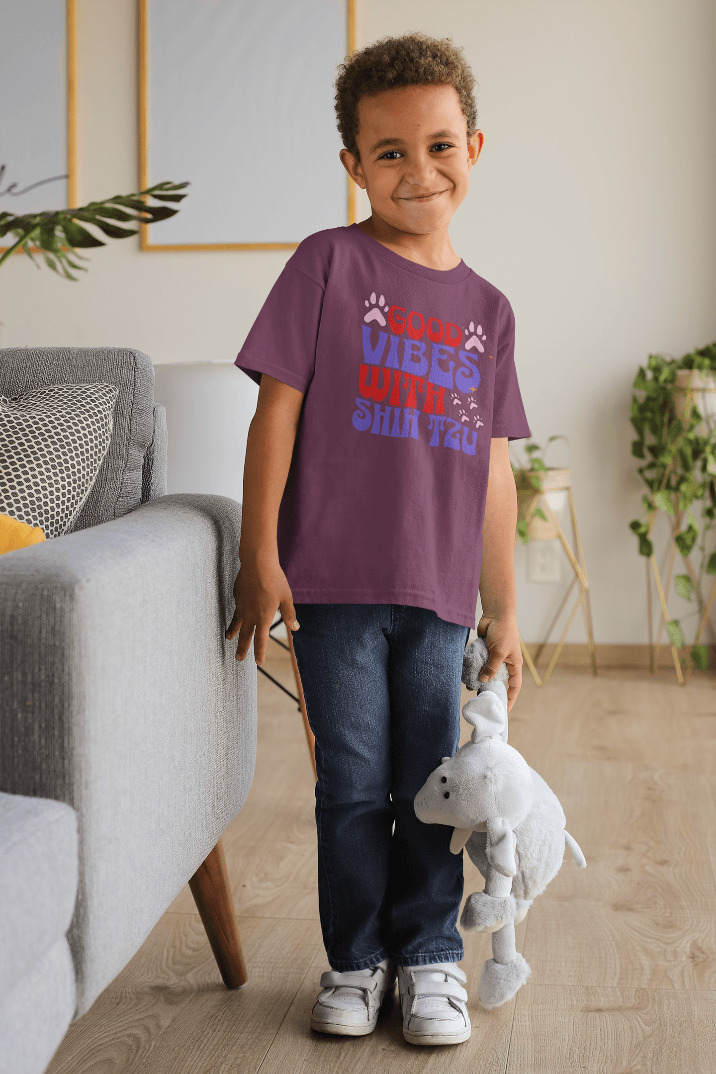 Good Vibes With Shih Tzu Youth Shirt - Fun Gift for Dog Lovers
