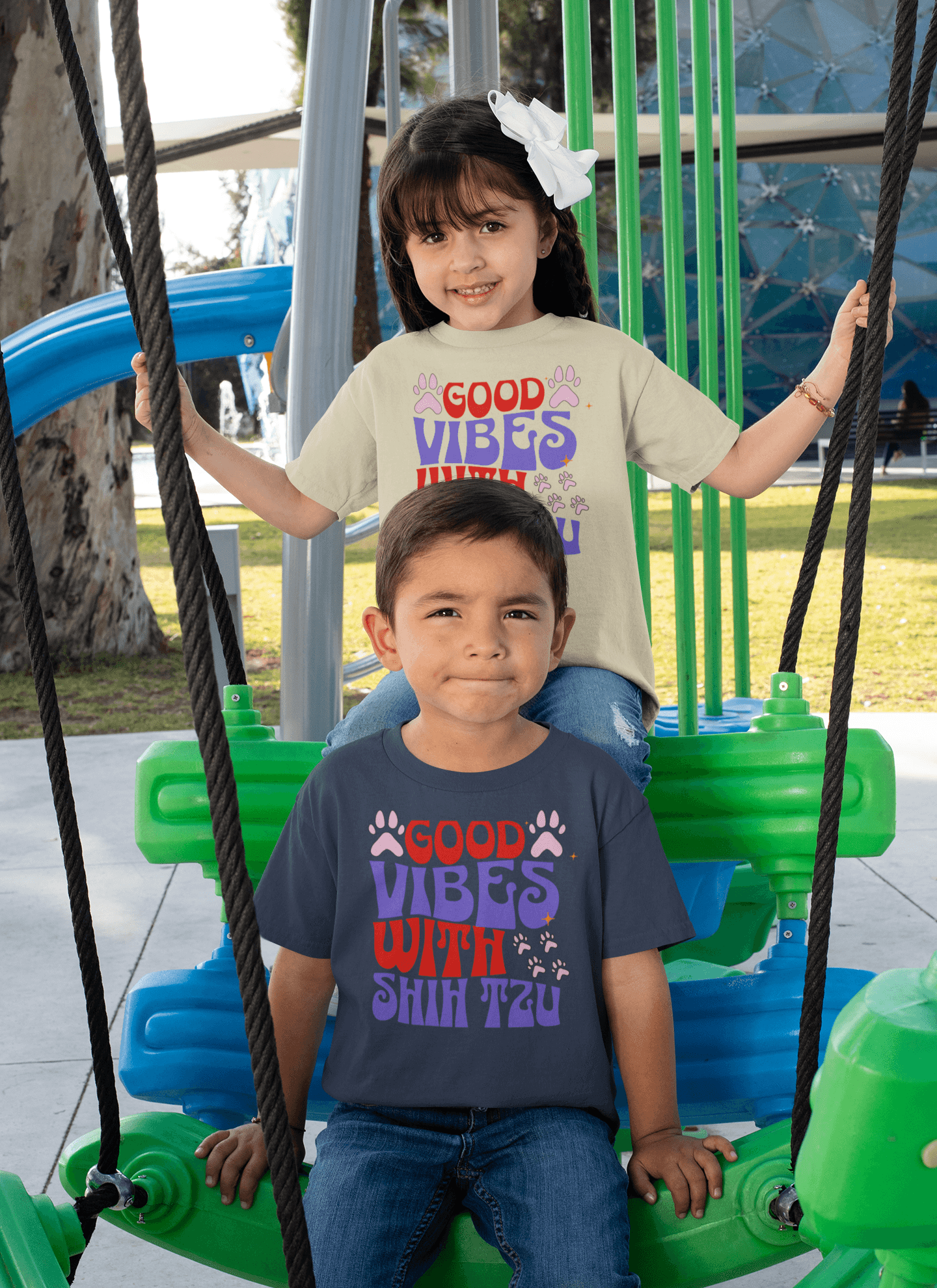 Good Vibes With Shih Tzu Youth Shirt - Fun Gift for Dog Lovers