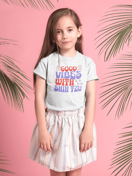 Good Vibes With Shih Tzu Youth Shirt - Fun Gift for Dog Lovers