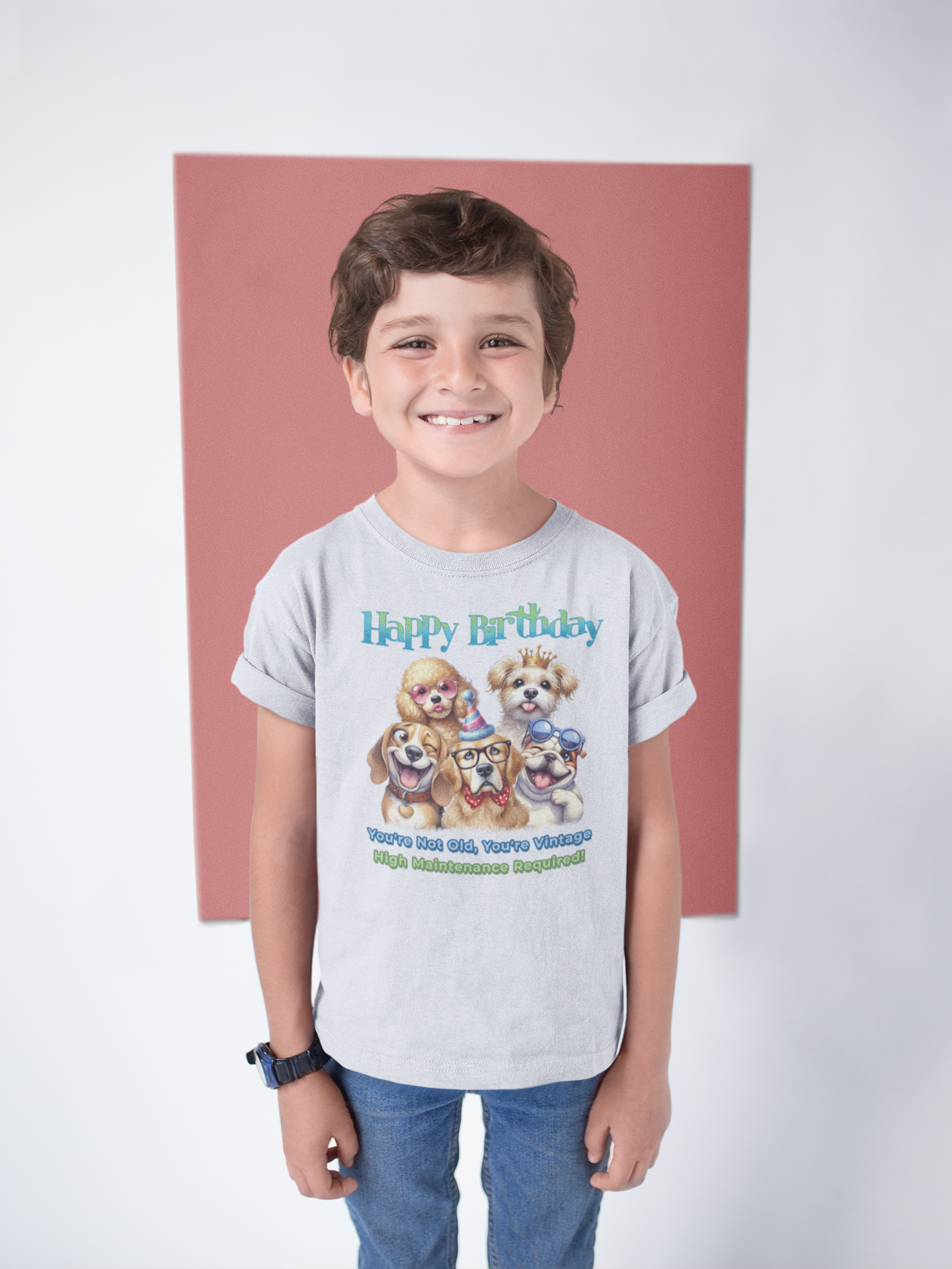 Funny Dog Birthday Youth Tee – You’re Not Old, You’re Vintage!