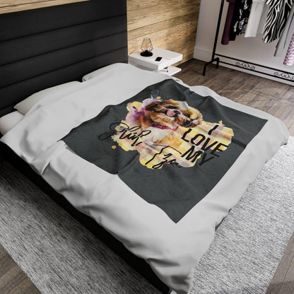 I Love My Shih Tzu Velveteen Plush Blanket - Shih Tzu Gifts