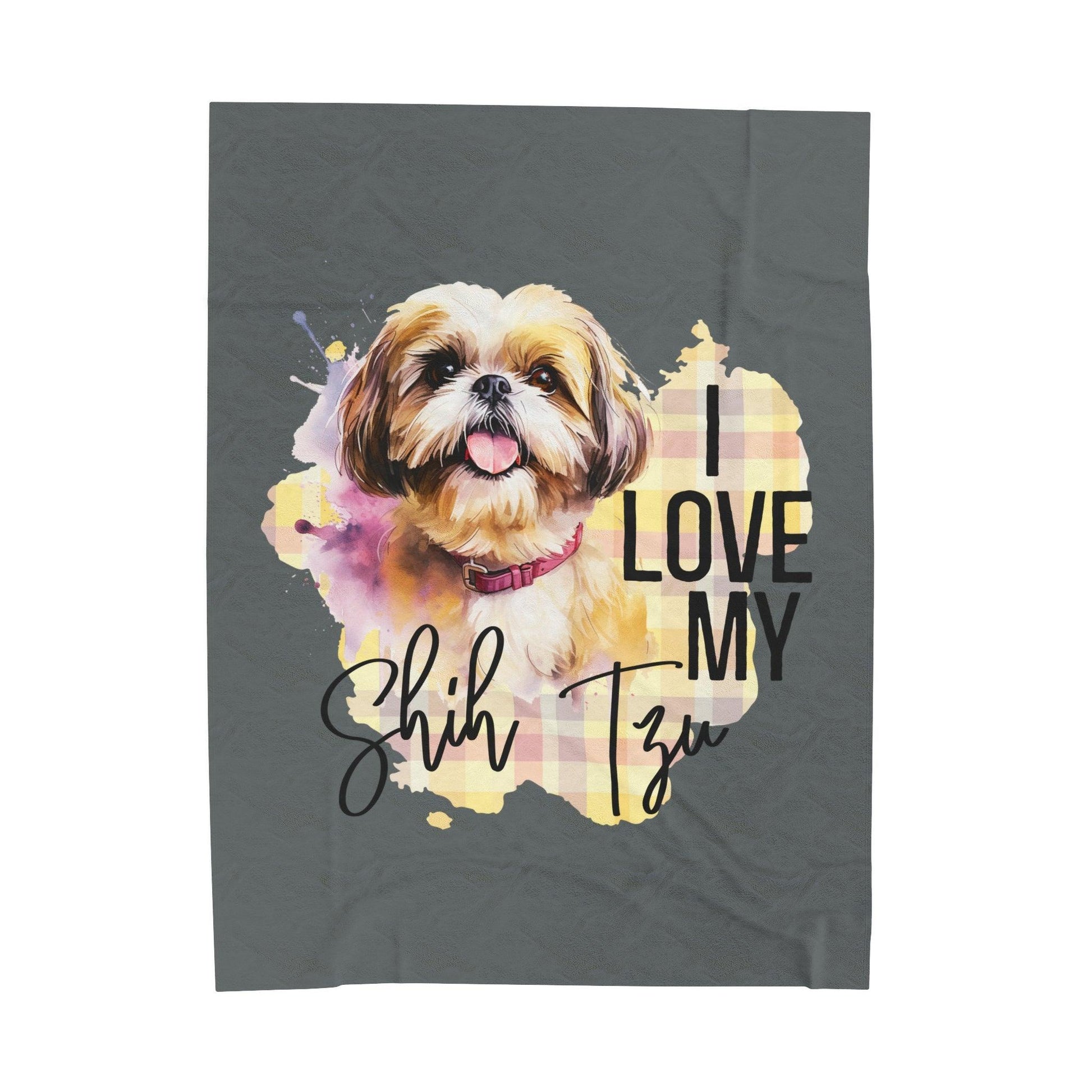 I Love My Shih Tzu Velveteen Plush Blanket - Shih Tzu Gifts