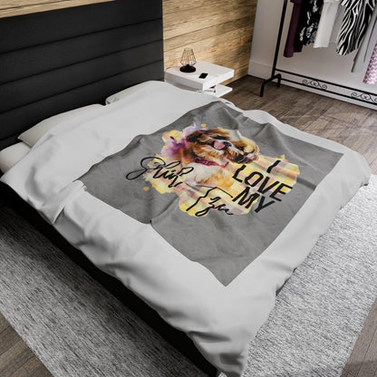I Love My Shih Tzu Velveteen Plush Blanket - Shih Tzu Gifts