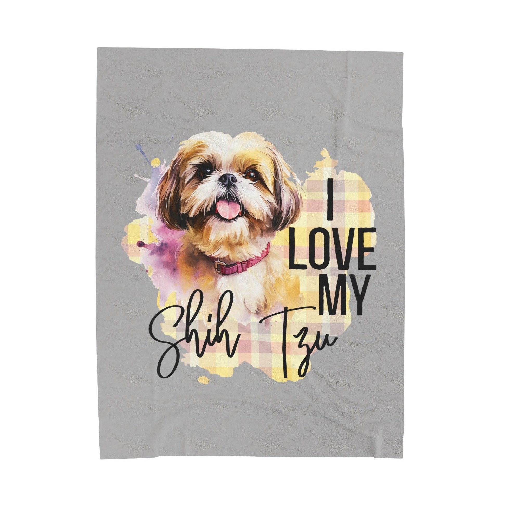 I Love My Shih Tzu Velveteen Plush Blanket - Shih Tzu Gifts