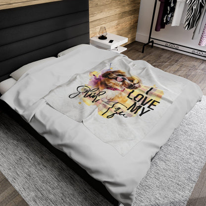 I Love My Shih Tzu Velveteen Plush Blanket - Shih Tzu Gifts