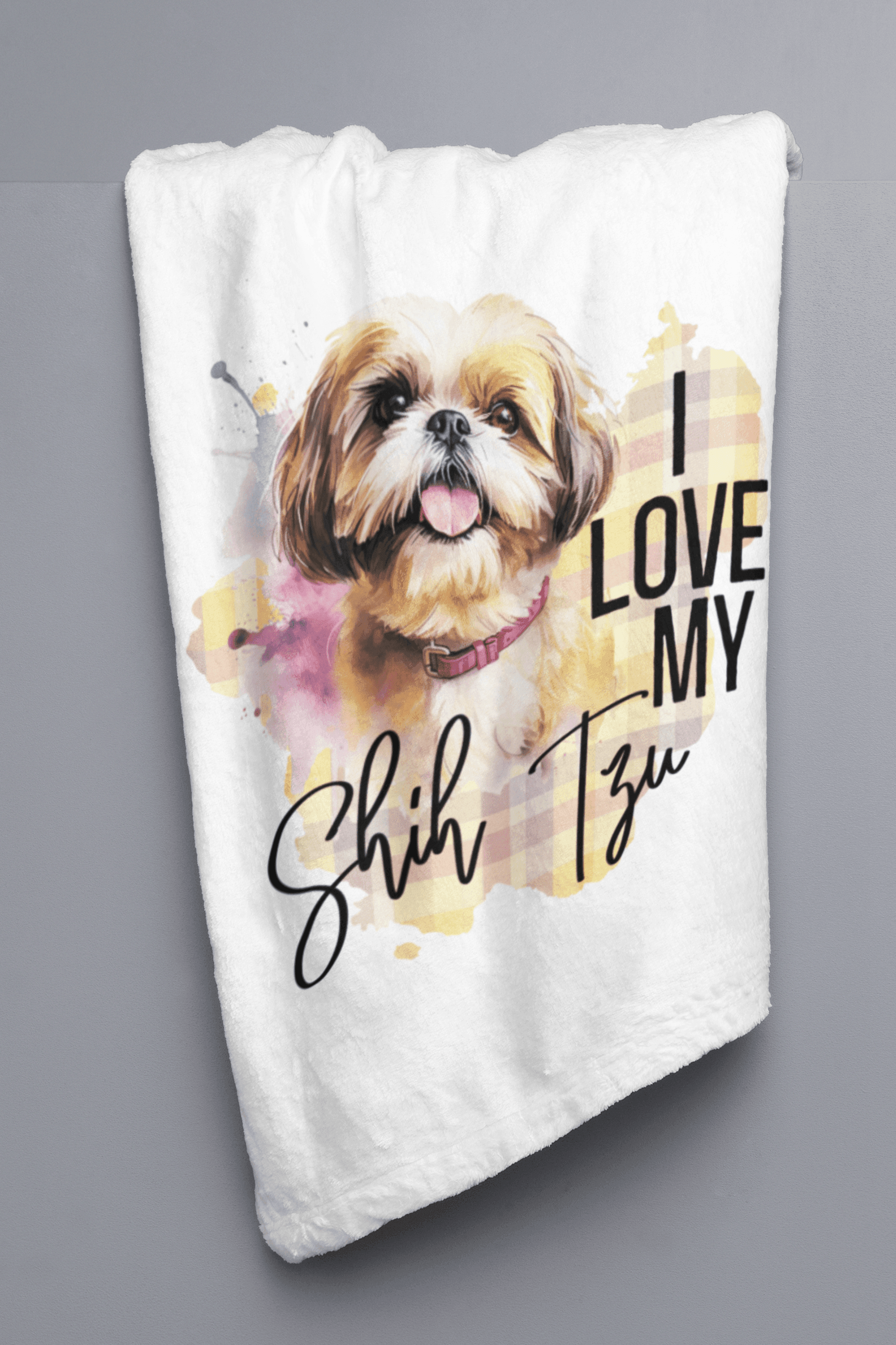 I Love My Shih Tzu Velveteen Plush Blanket - Shih Tzu Gifts