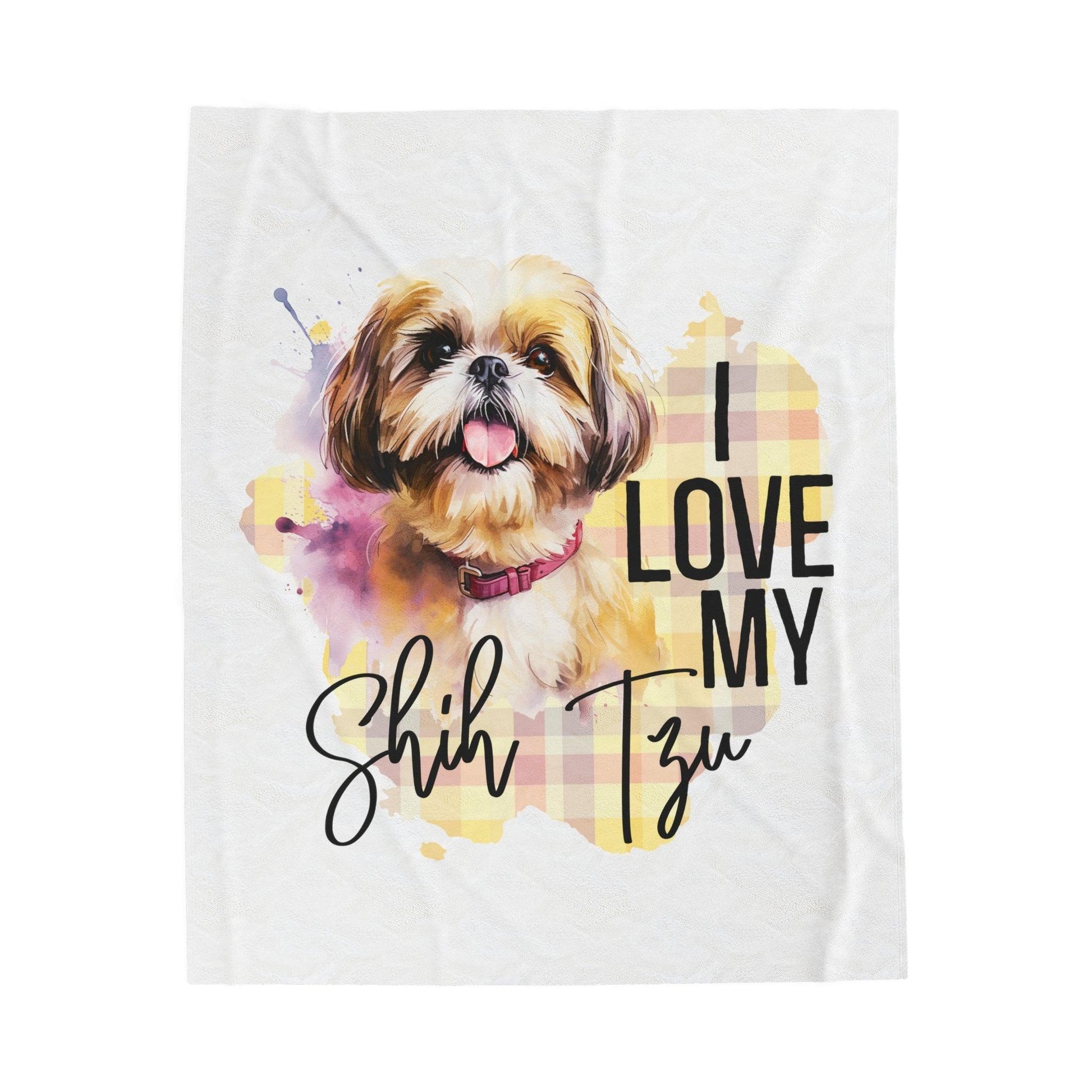I Love My Shih Tzu Velveteen Plush Blanket - Shih Tzu Gifts