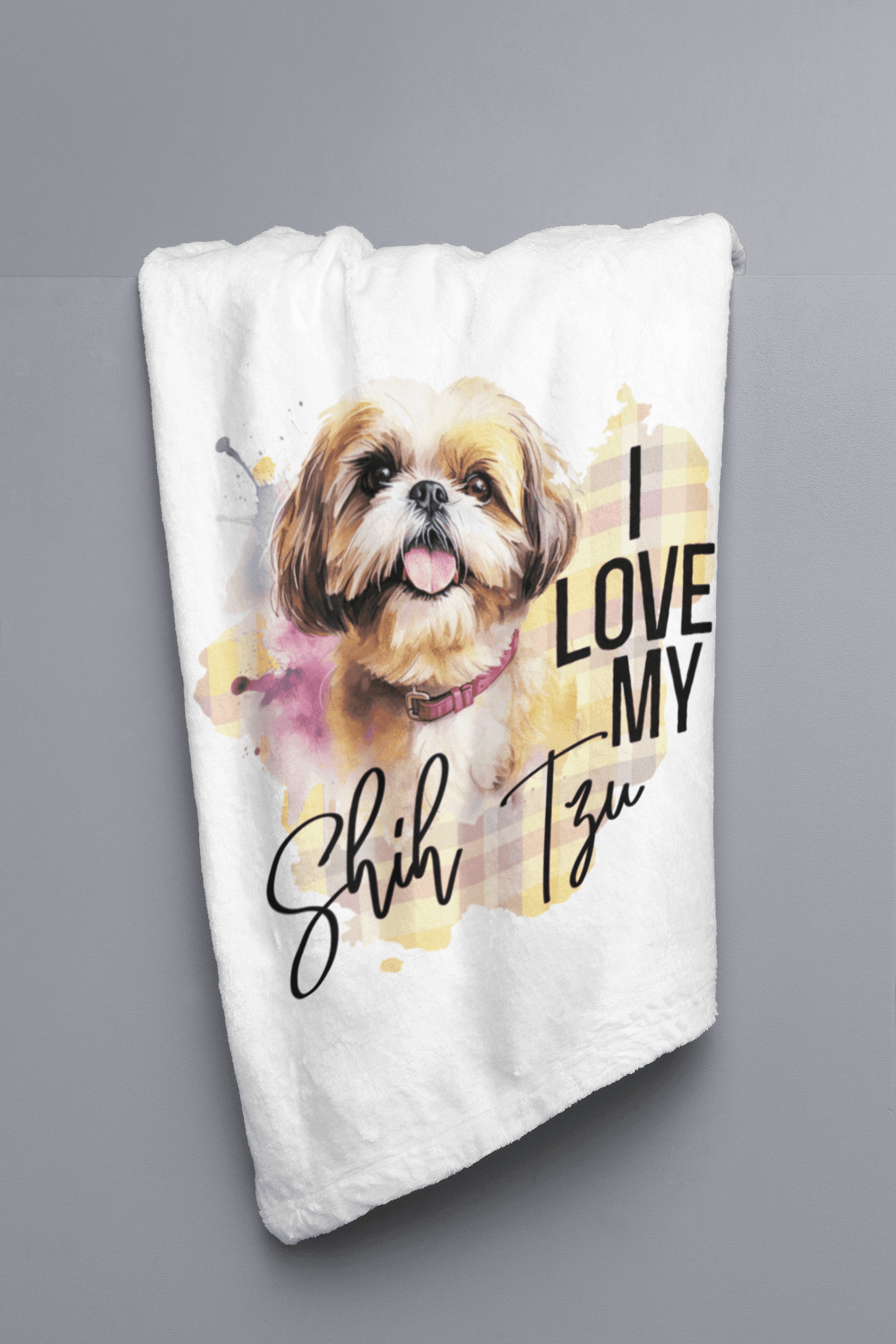 I Love My Shih Tzu Velveteen Plush Blanket - Shih Tzu Gifts