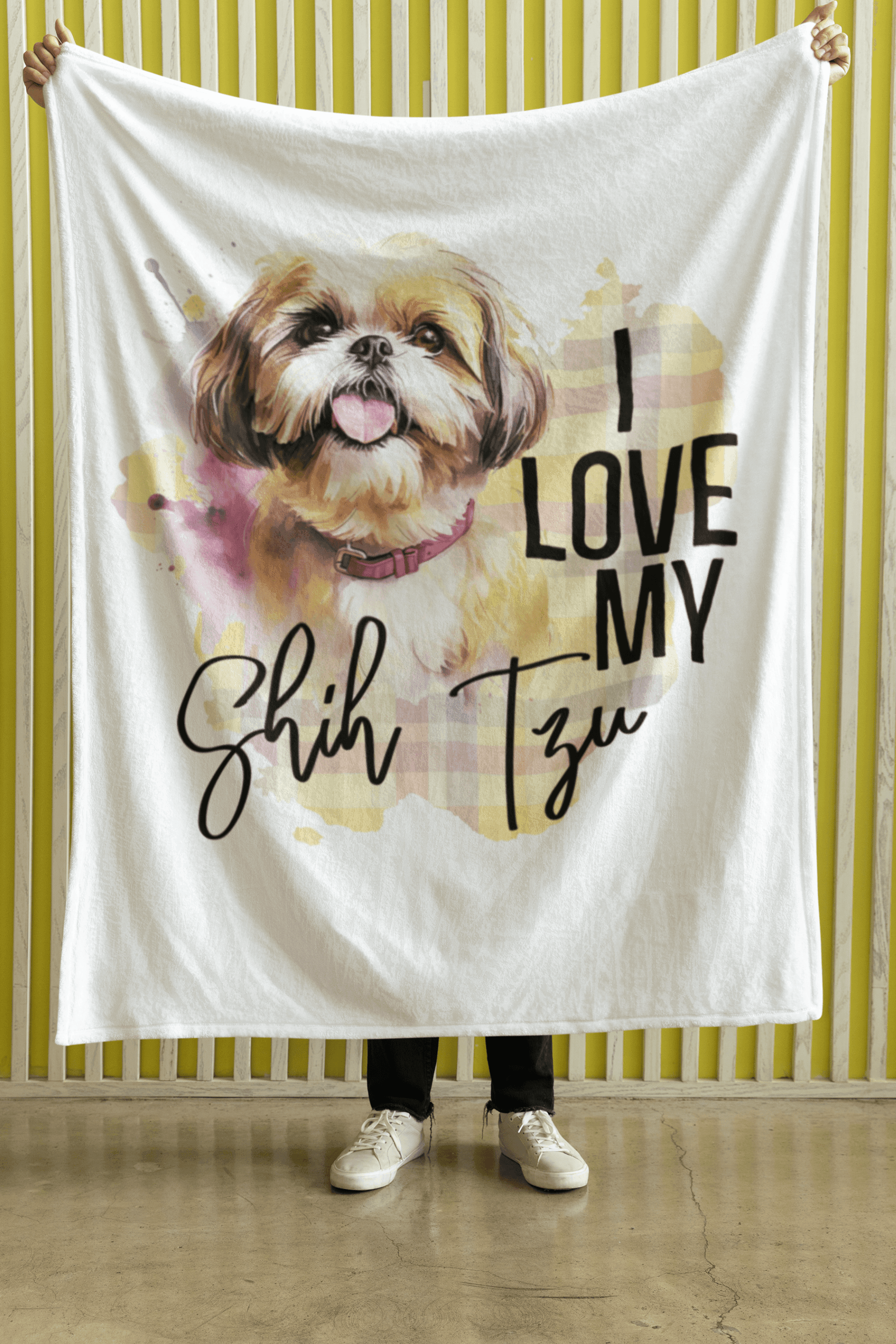 I Love My Shih Tzu Velveteen Plush Blanket - Shih Tzu Gifts