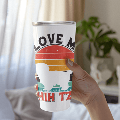 I Love My Shih Tzu With Rainbow Tumbler - Shih Tzu Gifts