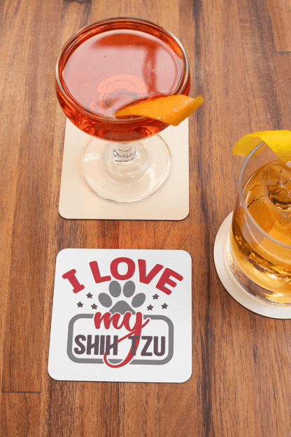 I Love My Shih Tzu Corkwood Coaster Set - Shih Tzu Gifts