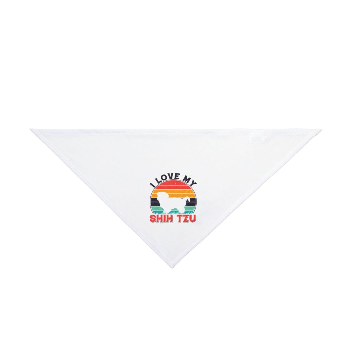 I Love My Shih Tzu With Rainbow Pet Bandana - Shih Tzu Gifts