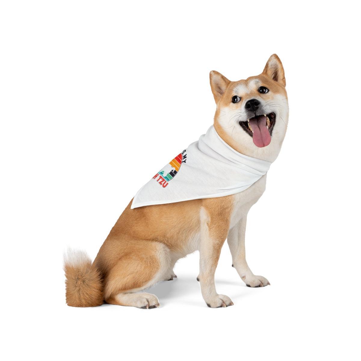 I Love My Shih Tzu With Rainbow Pet Bandana - Shih Tzu Gifts
