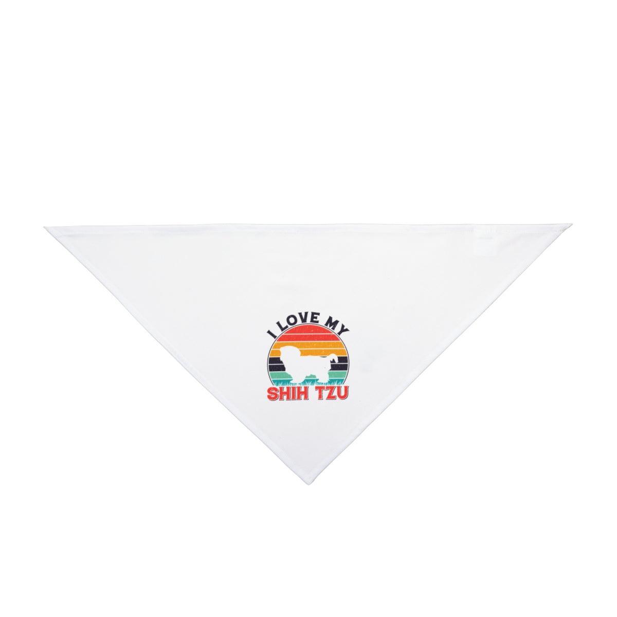 I Love My Shih Tzu With Rainbow Pet Bandana - Shih Tzu Gifts
