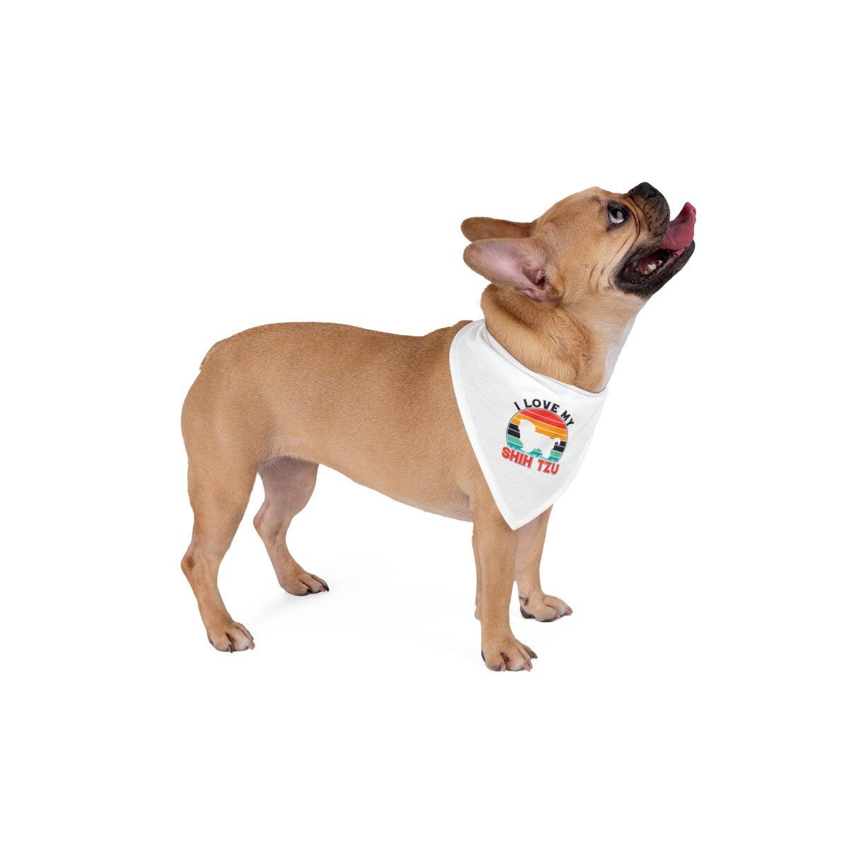 I Love My Shih Tzu With Rainbow Pet Bandana - Shih Tzu Gifts