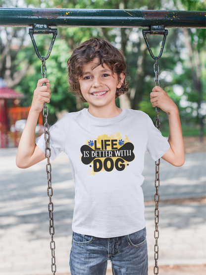 Life Is Better With Dog Youth Shirt - Perfect Gift for Kids & Dog Lovers
