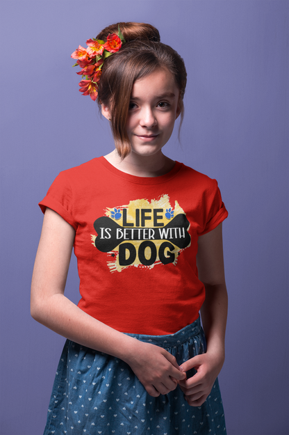 Life Is Better With Dog Youth Shirt - Perfect Gift for Kids & Dog Lovers
