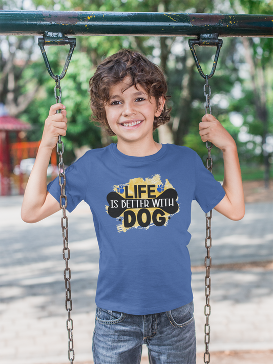 Life Is Better With Dog Youth Shirt - Perfect Gift for Kids & Dog Lovers