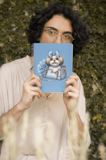 Blue Bow Shih Tzu Ruled Spiral Notebook - Shih Tzu Gifts