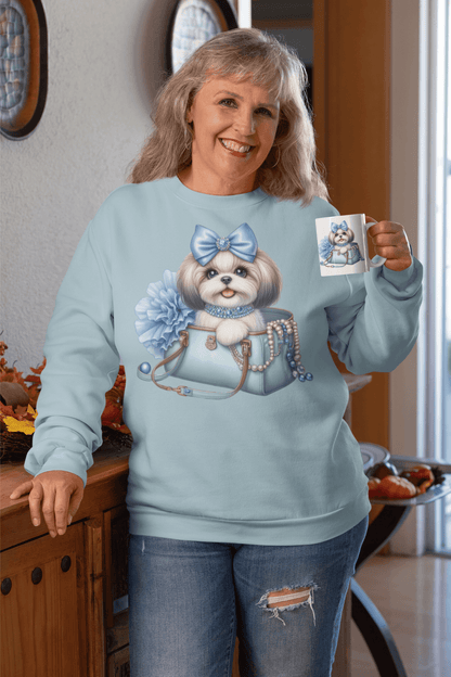 Blue Bow Shih Tzu Sweatshirt - Shih Tzu Gifts