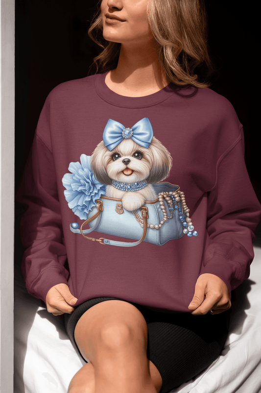 Blue Bow Shih Tzu Sweatshirt - Shih Tzu Gifts
