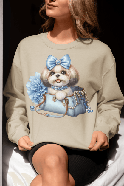 Blue Bow Shih Tzu Sweatshirt - Shih Tzu Gifts