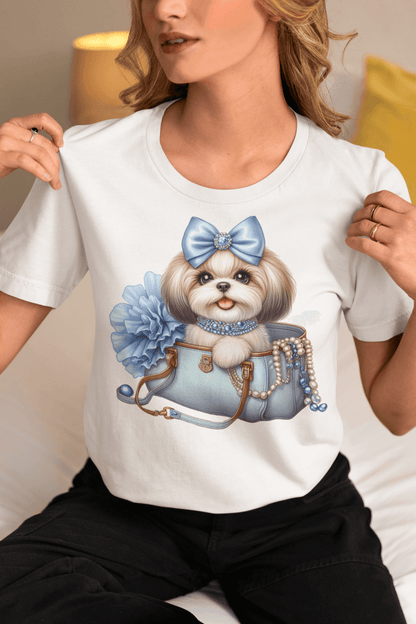 Blue Bow Shih Tzu T-Shirt – Perfect Gift for Shih Tzu Lovers - Shih Tzu Gifts