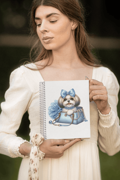 Blue Bow Shih Tzu Ruled Spiral Notebook - Shih Tzu Gifts