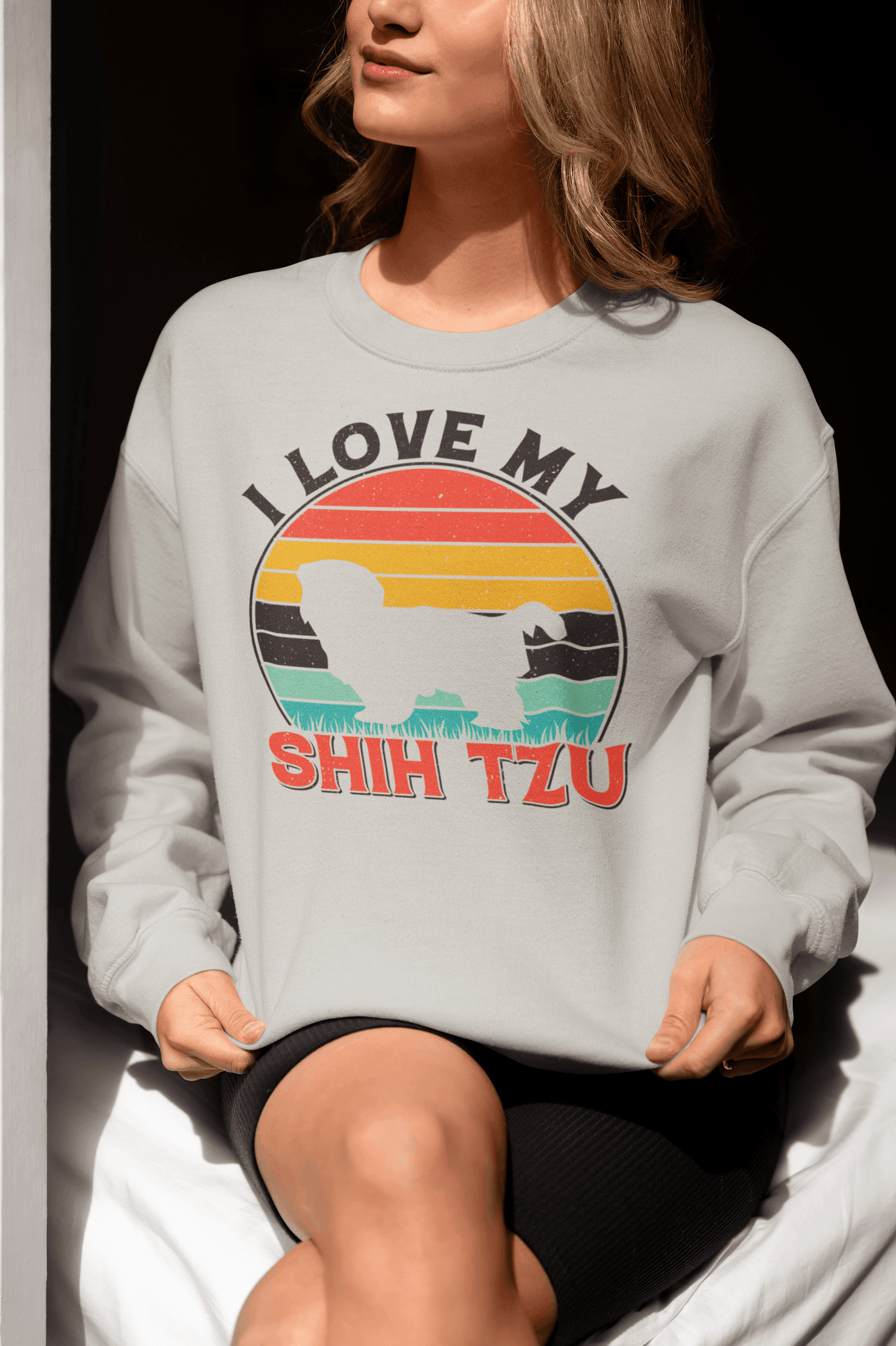 I Love My Shih Tzu With Rainbow Sweatshirt - Shih Tzu Gifts