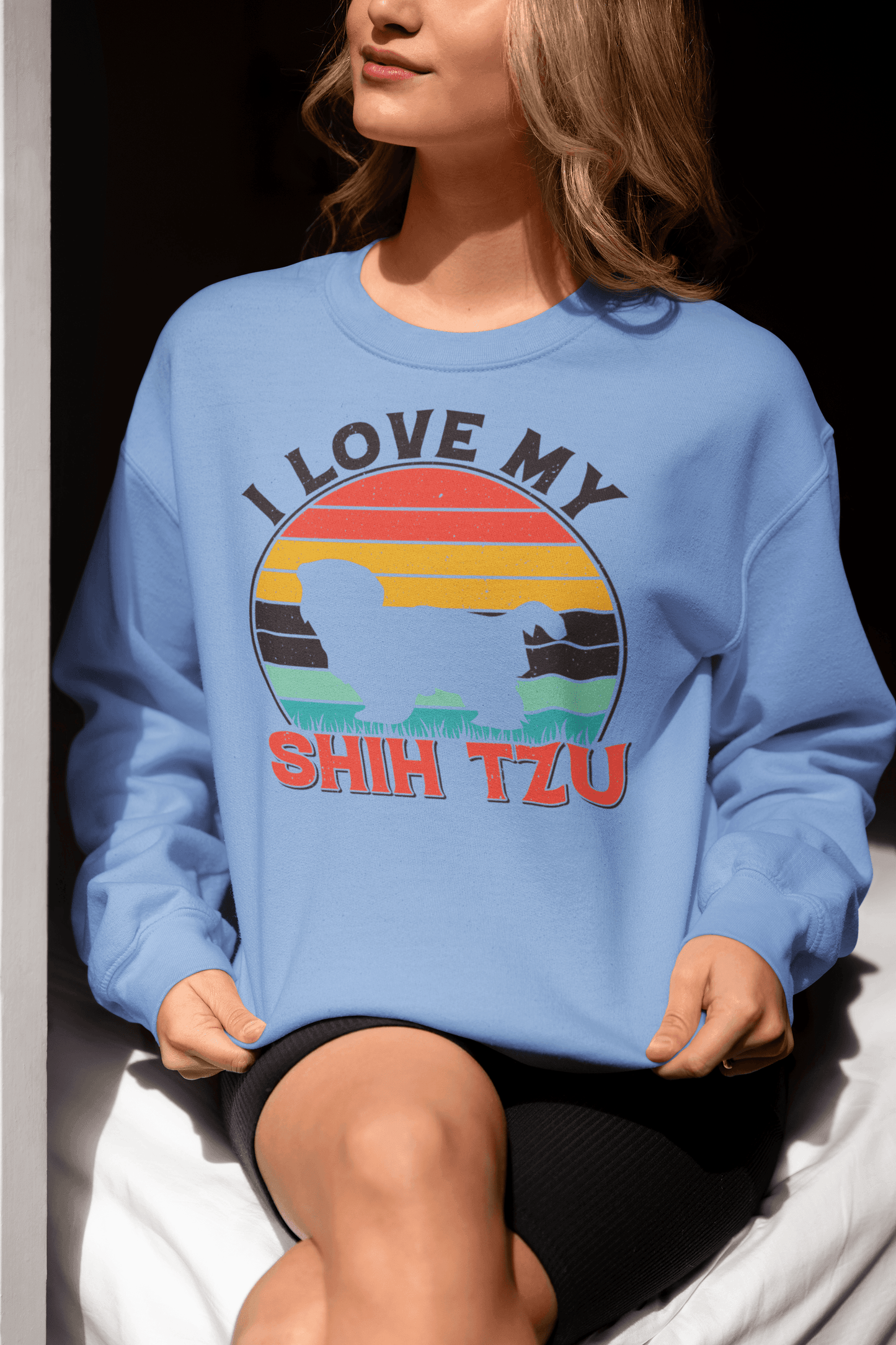 I Love My Shih Tzu With Rainbow Sweatshirt - Shih Tzu Gifts
