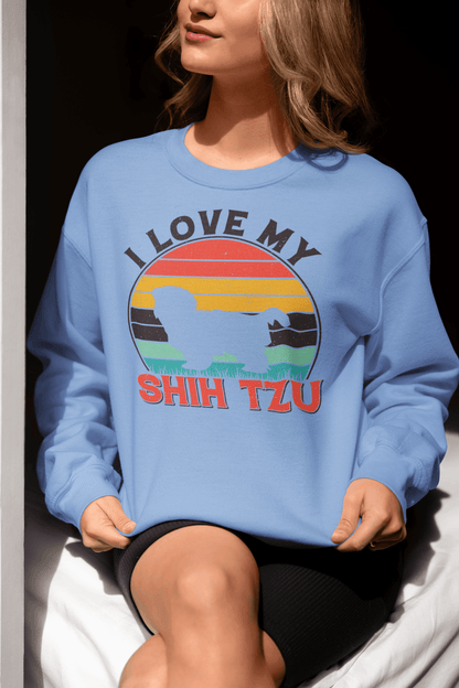 I Love My Shih Tzu With Rainbow Sweatshirt - Shih Tzu Gifts