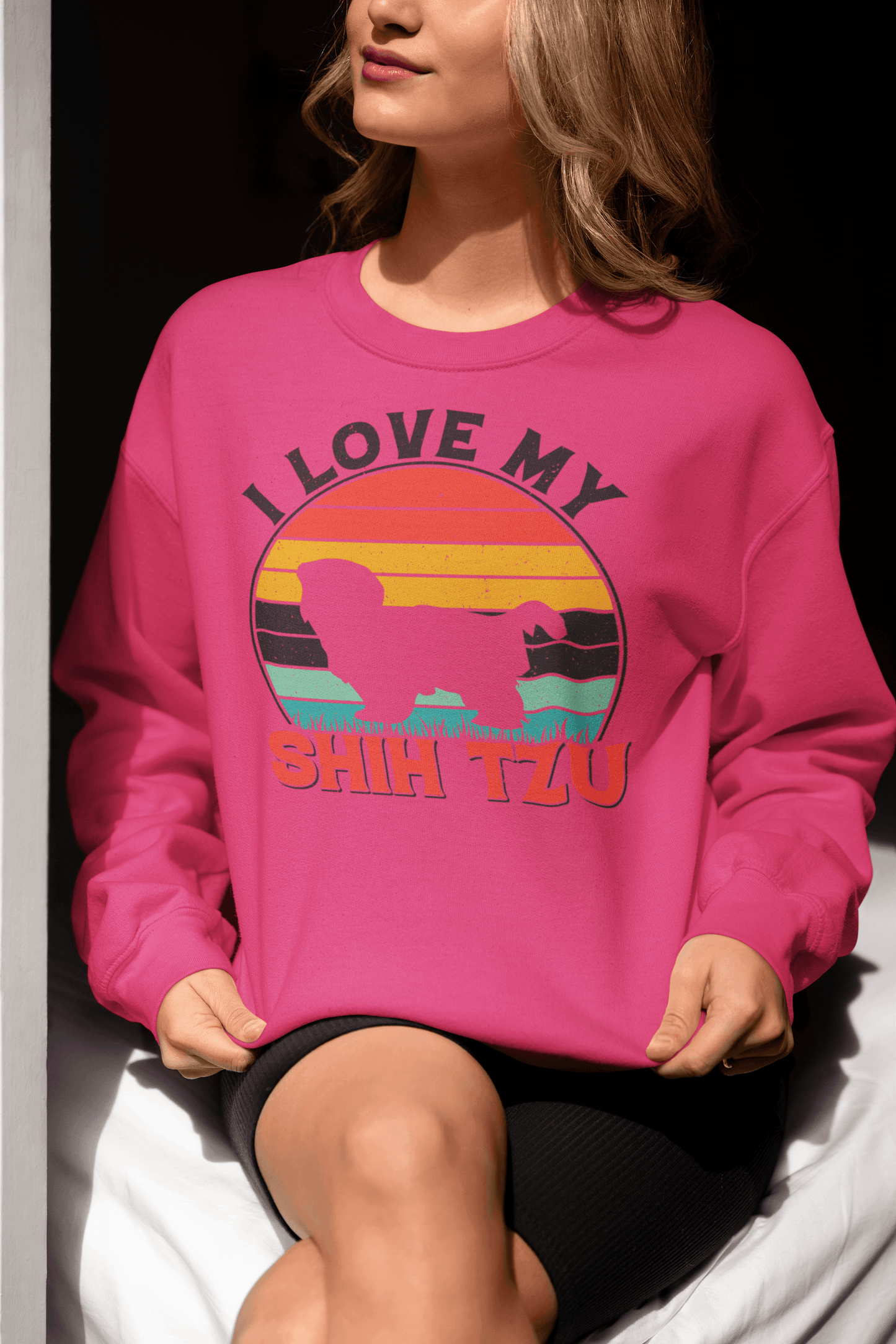 I Love My Shih Tzu With Rainbow Sweatshirt - Shih Tzu Gifts