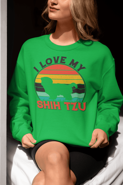 I Love My Shih Tzu With Rainbow Sweatshirt - Shih Tzu Gifts