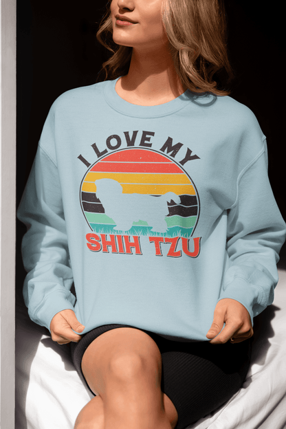 I Love My Shih Tzu With Rainbow Sweatshirt - Shih Tzu Gifts