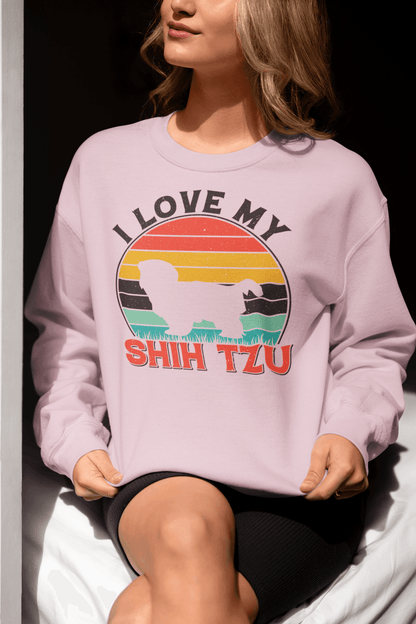I Love My Shih Tzu With Rainbow Sweatshirt - Shih Tzu Gifts