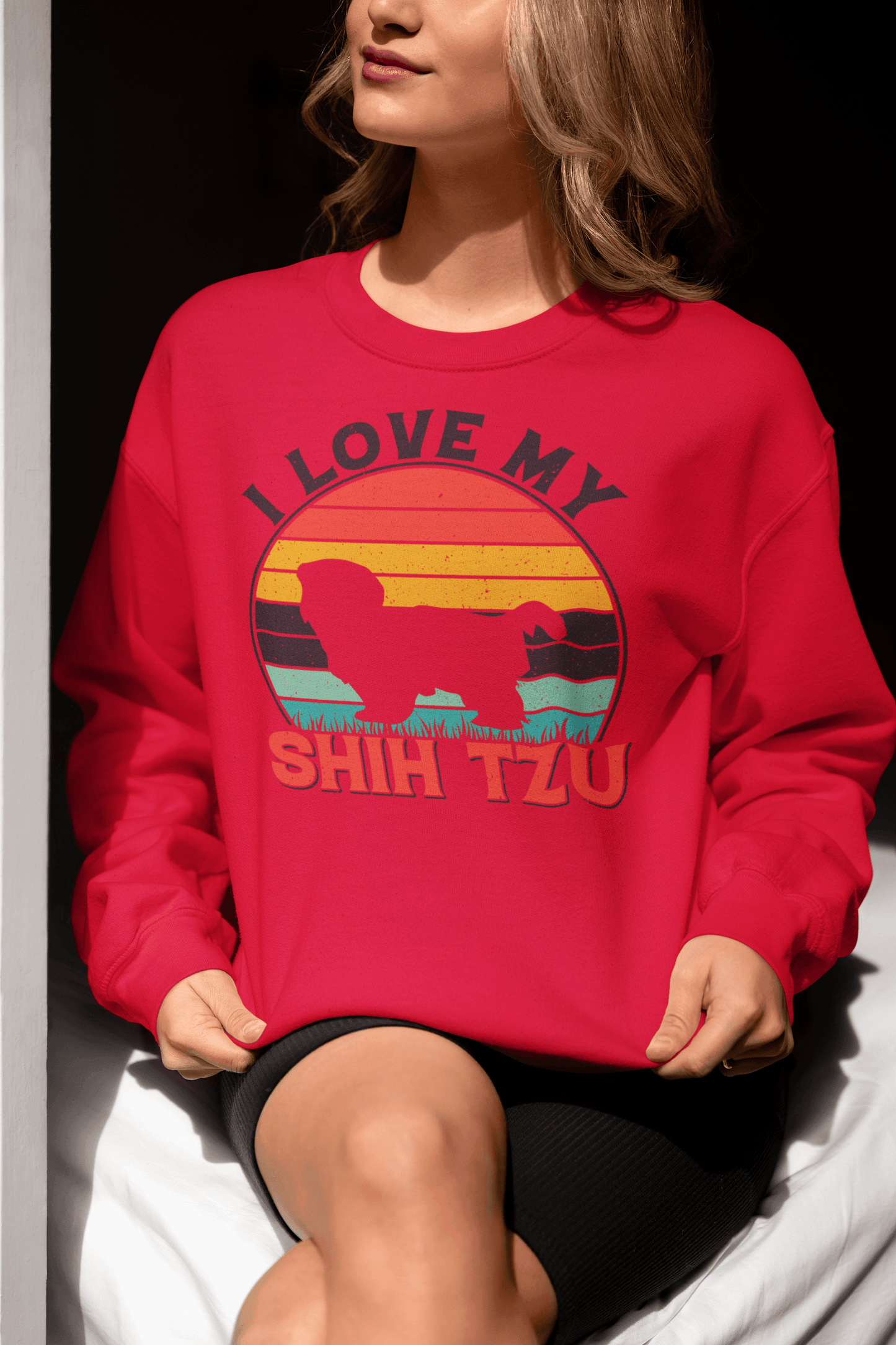 I Love My Shih Tzu With Rainbow Sweatshirt - Shih Tzu Gifts