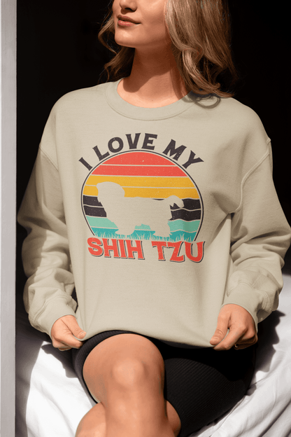 I Love My Shih Tzu With Rainbow Sweatshirt - Shih Tzu Gifts