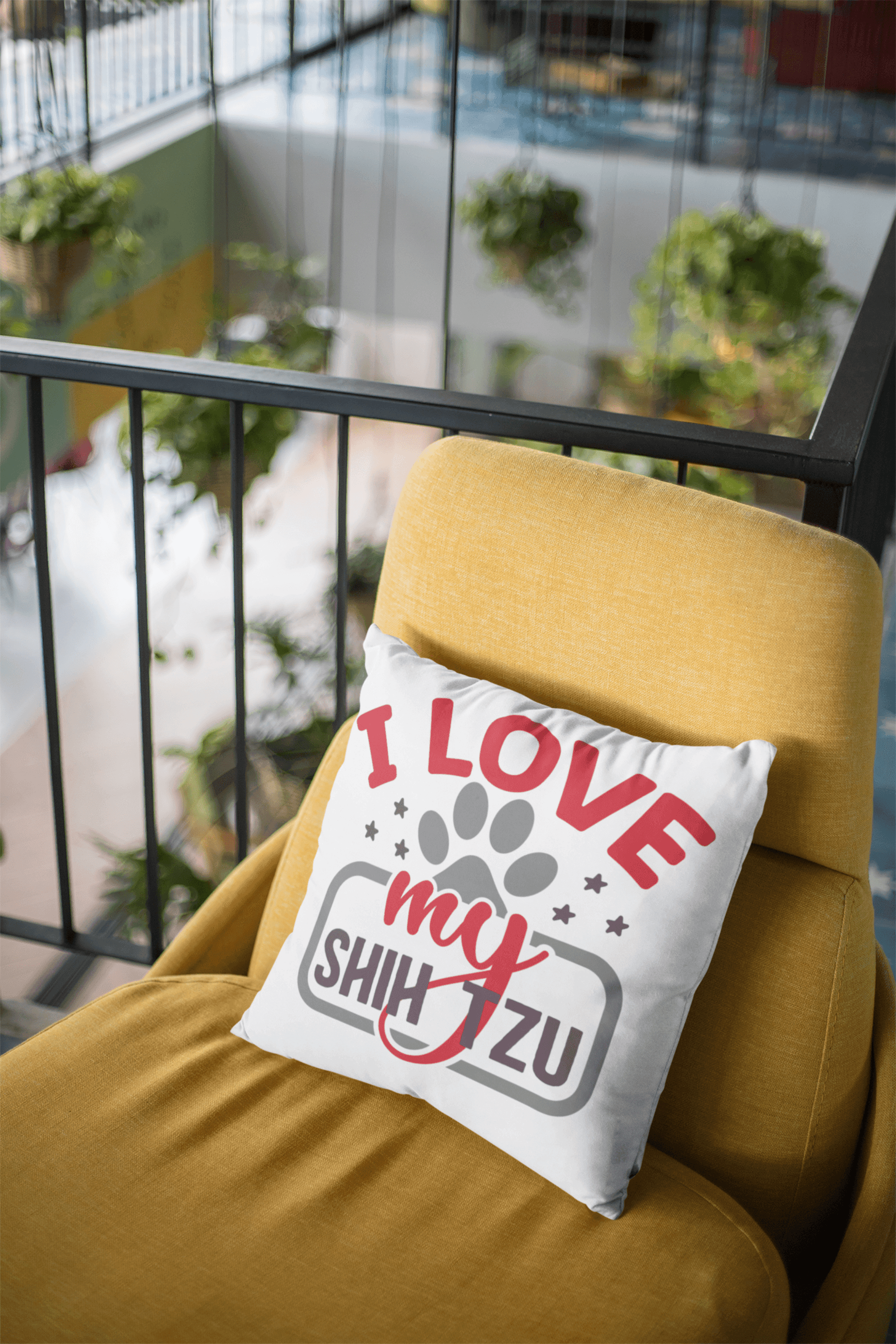 I Love My Shih Tzu Pillow White - Shih Tzu Gifts