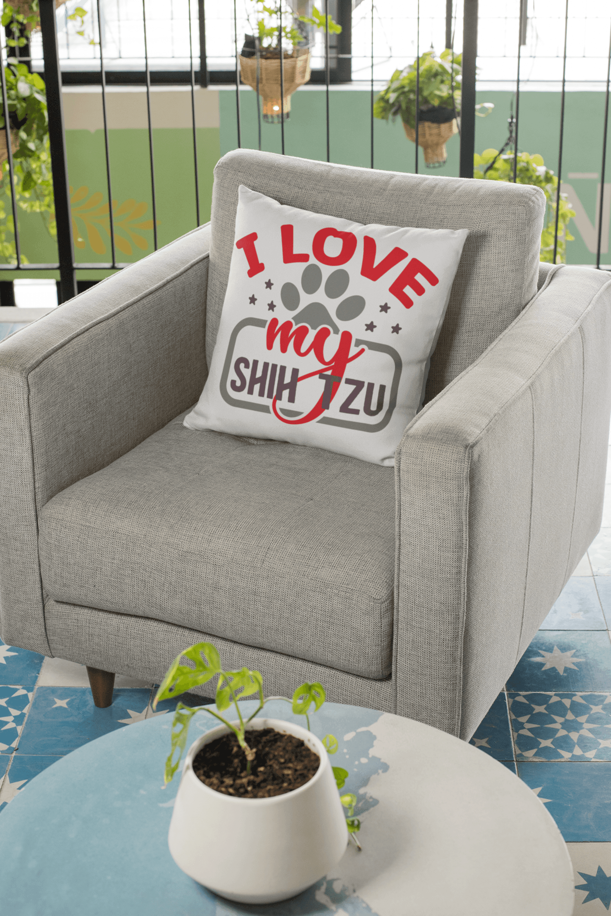 I Love My Shih Tzu Pillow White - Shih Tzu Gifts