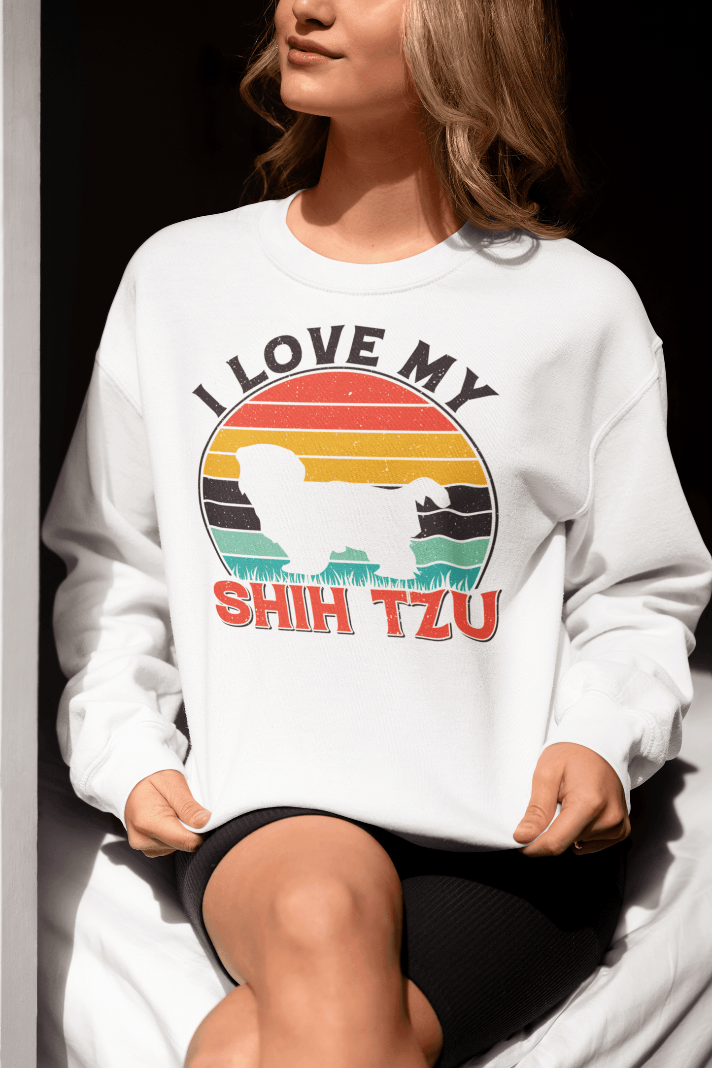 I Love My Shih Tzu With Rainbow Sweatshirt - Shih Tzu Gifts