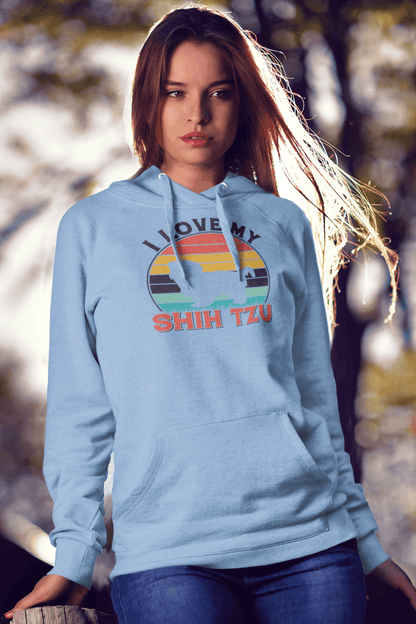 I Love My Shih Tzu With Rainbow Hooded Sweatshirt - Shih Tzu Gifts