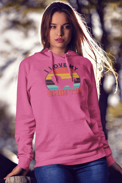 I Love My Shih Tzu With Rainbow Hooded Sweatshirt - Shih Tzu Gifts