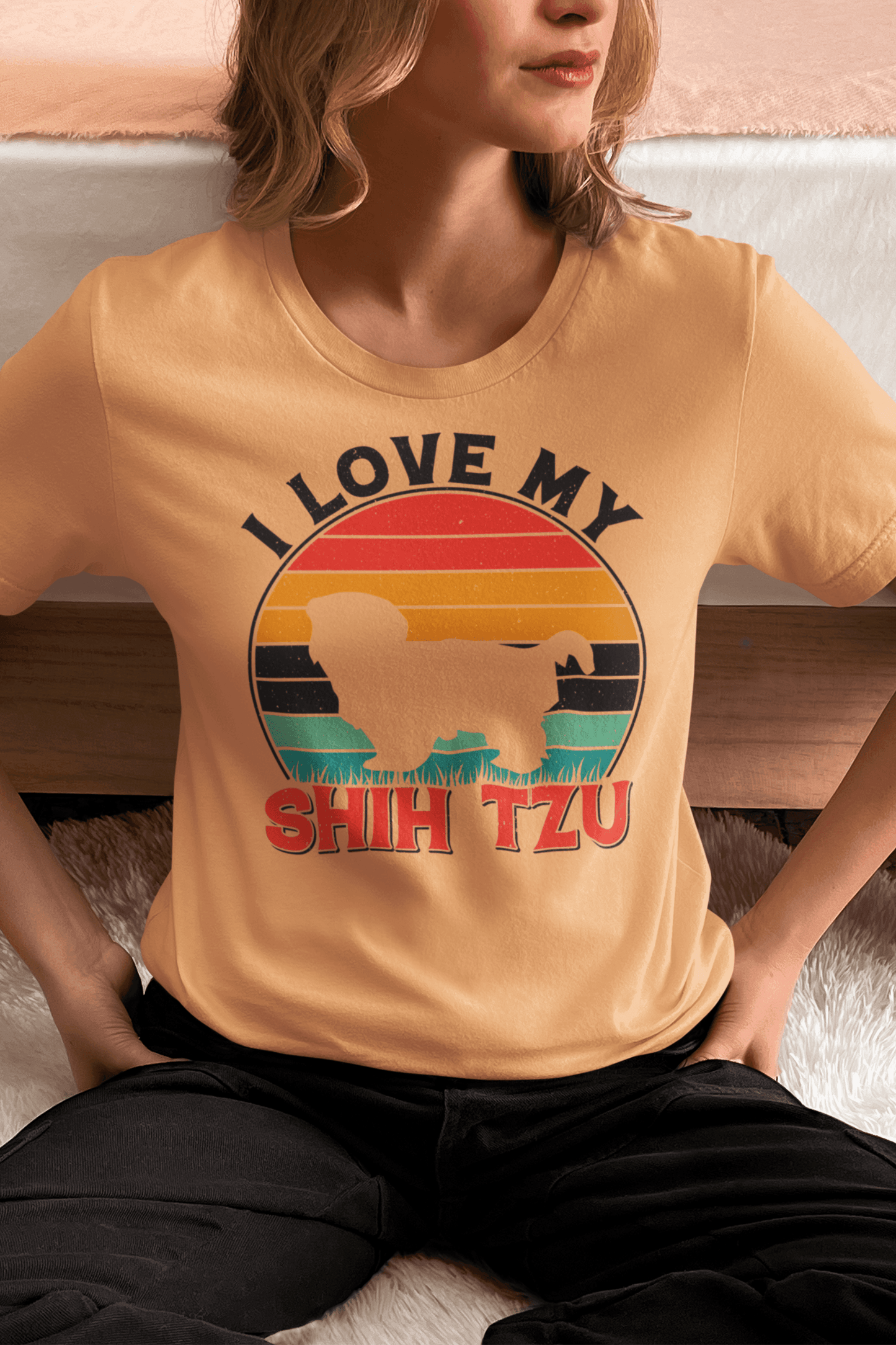 I Love My Shih Tzu with Rainbow T-Shirt - Perfect for Shih Tzu Lovers - Shih Tzu Gifts