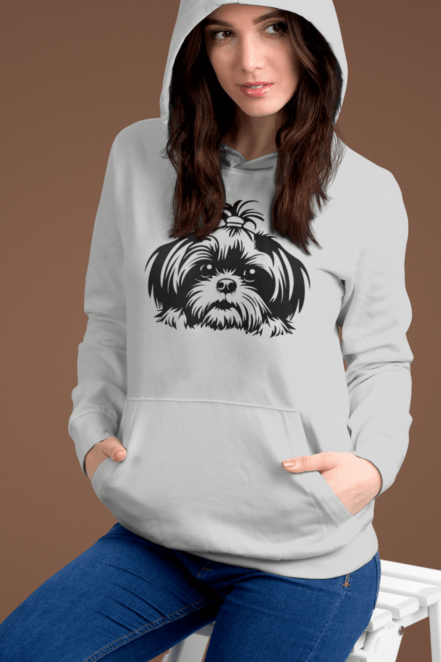 Shih-Tzu-Black-and-White-Unisex Heavy Blend™ Hooded Sweatshirt - Shih Tzu Gifts