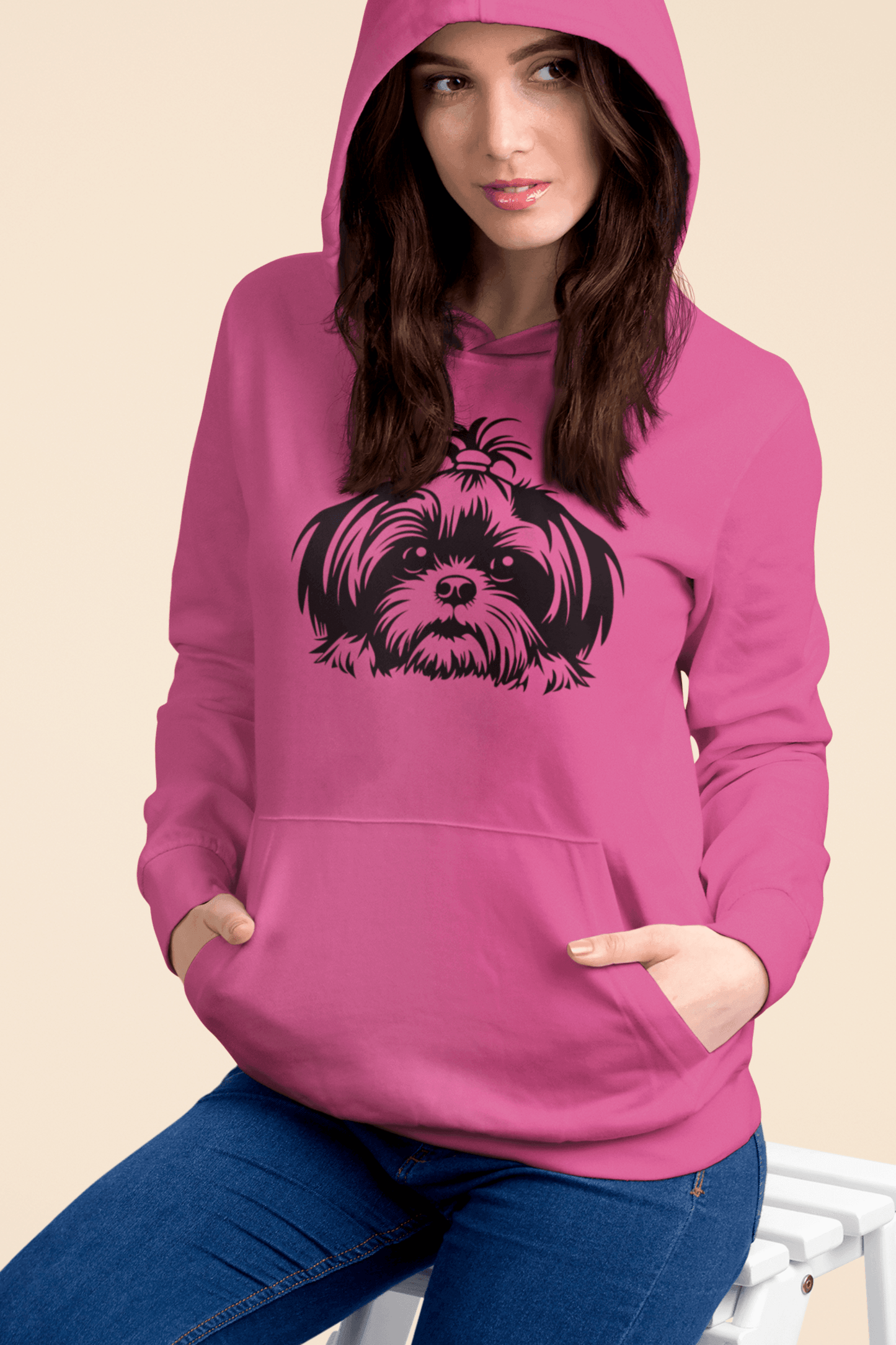 Shih-Tzu-Black-and-White-Unisex Heavy Blend™ Hooded Sweatshirt - Shih Tzu Gifts