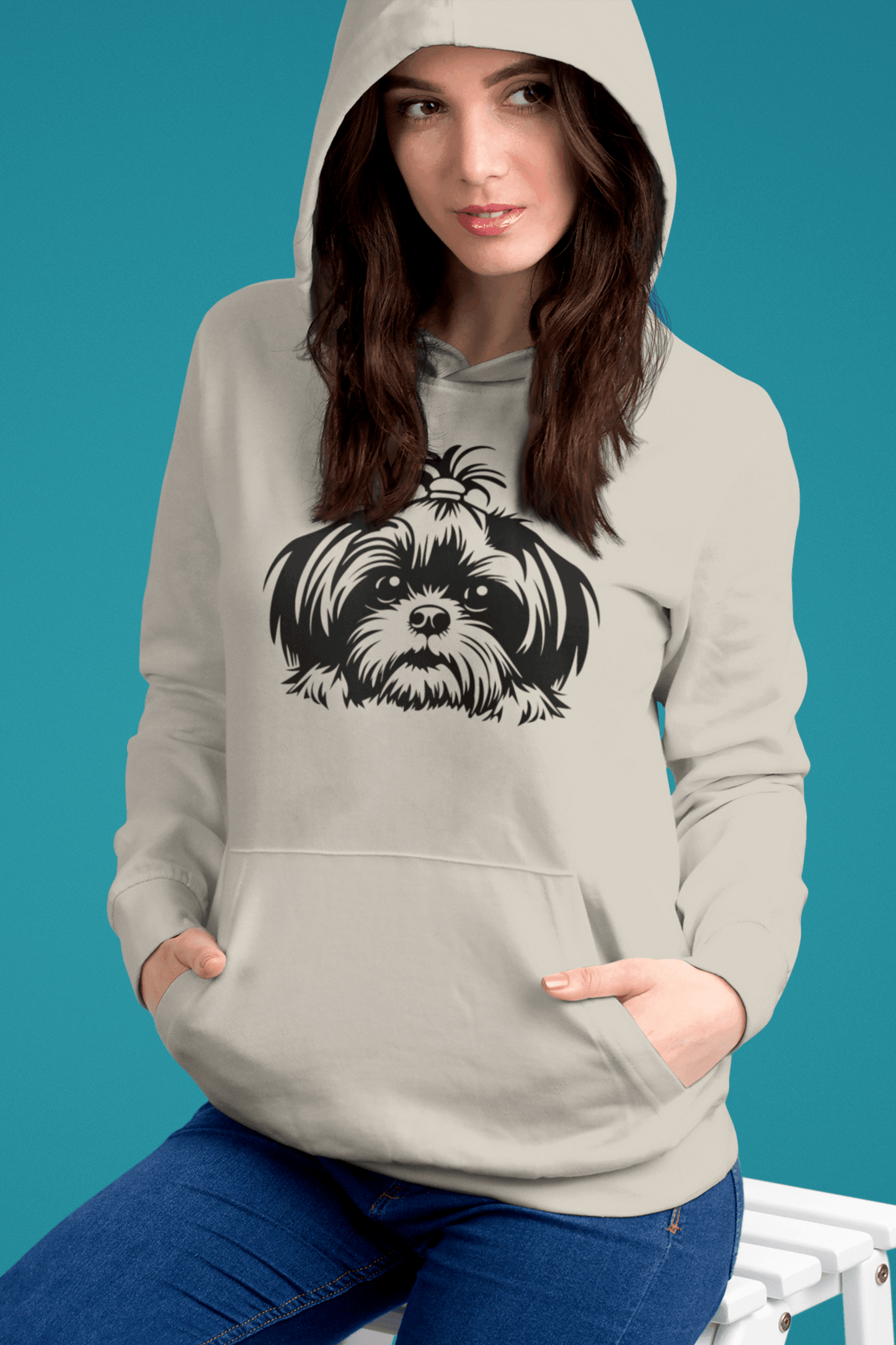 Shih-Tzu-Black-and-White-Unisex Heavy Blend™ Hooded Sweatshirt - Shih Tzu Gifts