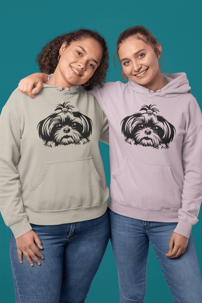 Shih-Tzu-Black-and-White-Unisex Heavy Blend™ Hooded Sweatshirt - Shih Tzu Gifts