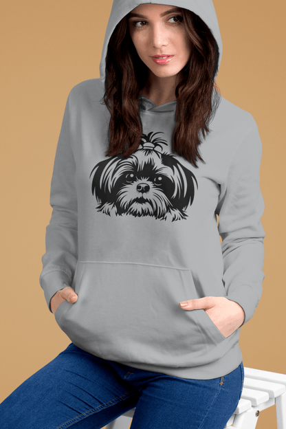 Shih-Tzu-Black-and-White-Unisex Heavy Blend™ Hooded Sweatshirt - Shih Tzu Gifts