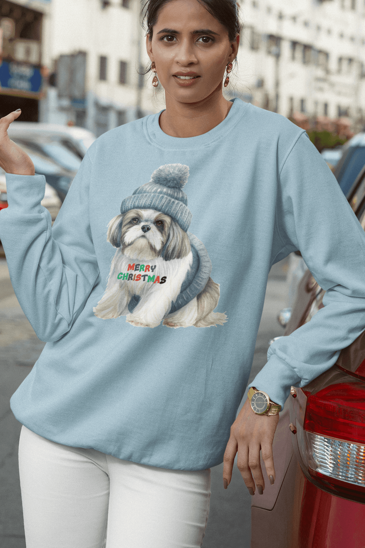 Merry Christmas Shih Tzu Sweatshirt – Festive Holiday Gift for Dog Lovers - Shih Tzu Gifts