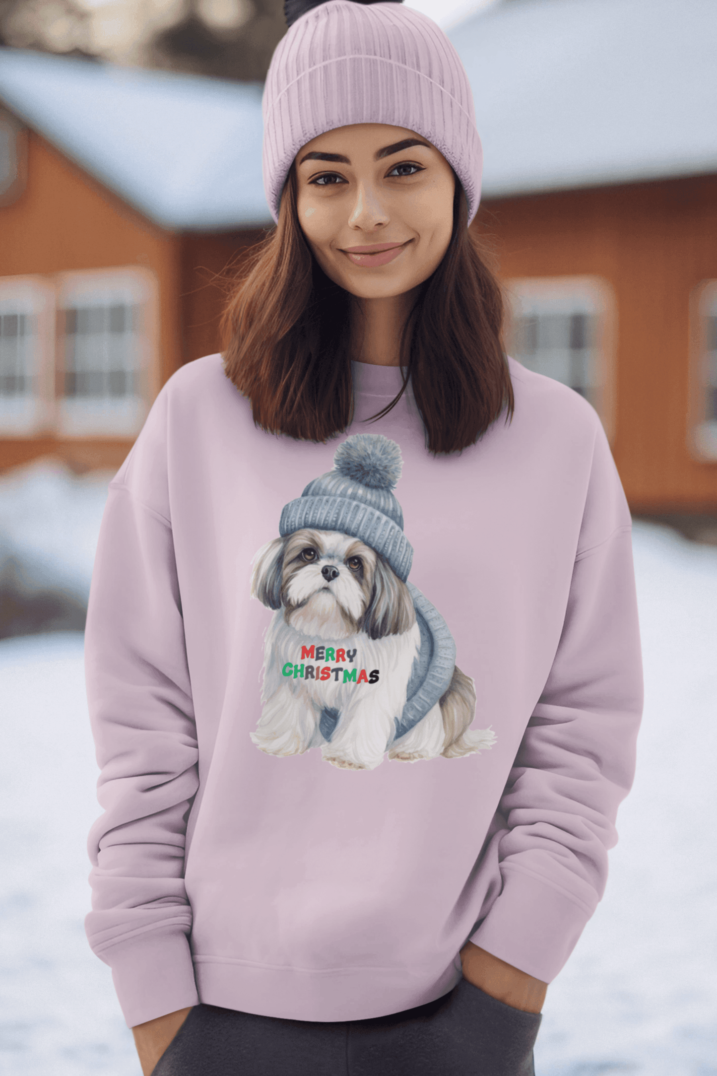 Merry Christmas Shih Tzu Sweatshirt – Festive Holiday Gift for Dog Lovers - Shih Tzu Gifts